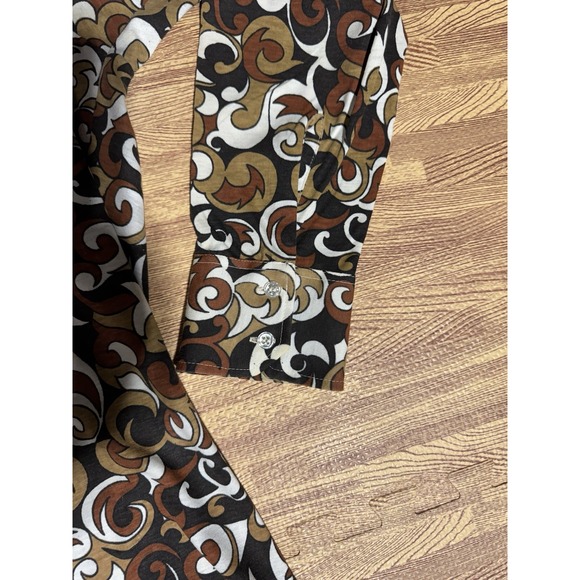 Vtg Contour Knit National Shirt Shops Brown and Black Paisley Shirt Women's L - Picture 5 of 16